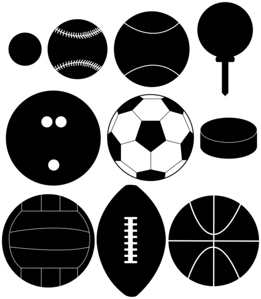 Set de Siluetas de Bola Deportiva — Archivo Imágenes Vectoriales