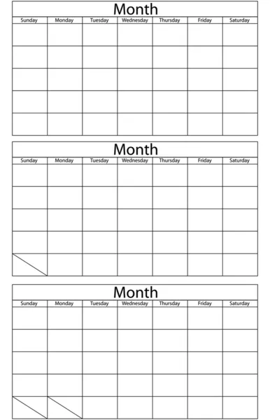 Blank Calendar Template — Stock Vector