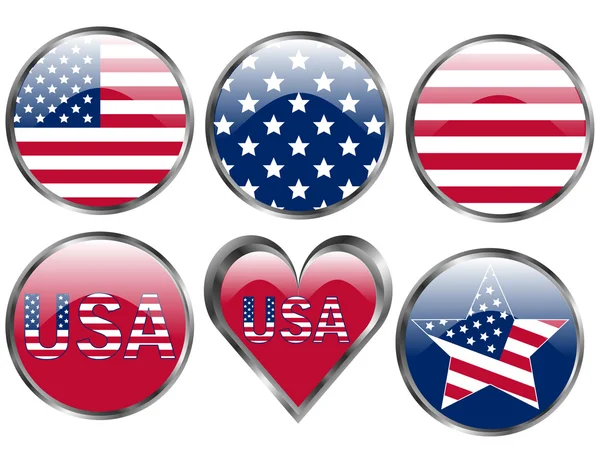 미국 국기 버튼의 설정 — 스톡 벡터
