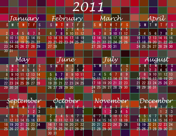 2011 mulit-gekleurde kalender — Stockvector