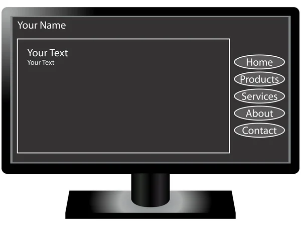 Computer or TV Monitor Web Template — Stock Vector