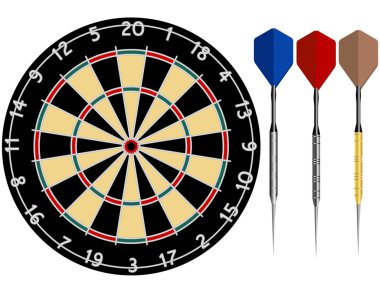 Dartboard with Darts clipart