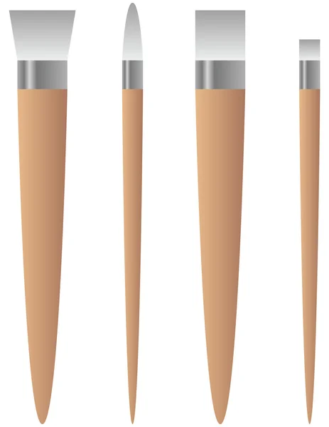 Set of Four Artist Paint Brush — стоковый вектор