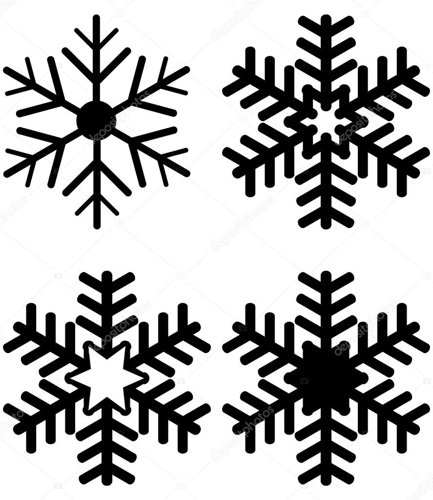 Set of Snowflake Silhouettes