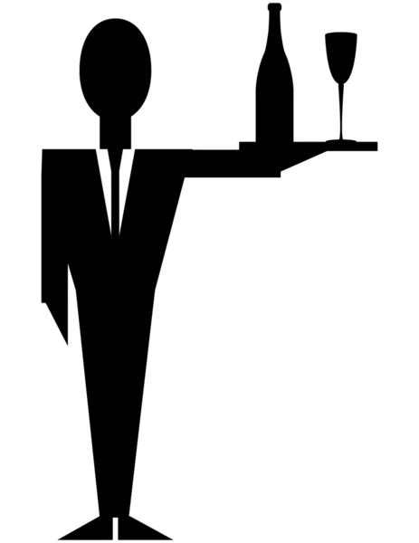 Silhouette of a Waiter — Stock Vector