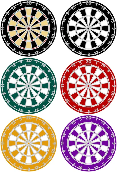 Dartboards çeşitli renklerde kümesi — Stok Vektör