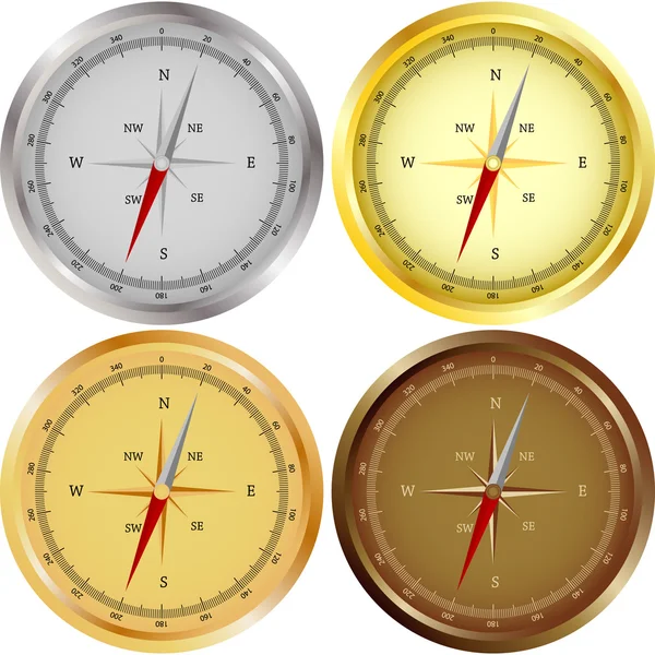 Sada čtyř kompasy — Stockový vektor
