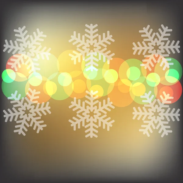 Weihnachtsbeleuchtung und Schneeflocken Hintergrund — Stockvektor