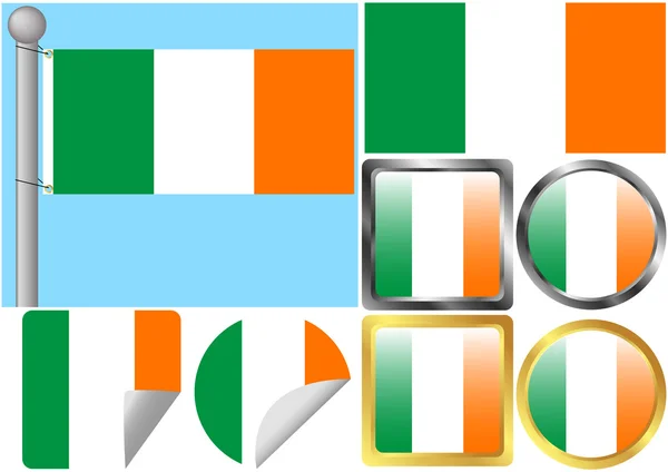 Zestaw flaga Irlandii — Wektor stockowy