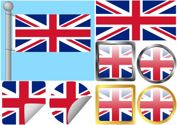 Große britische Flagge gesetzt — Stockvektor
