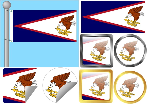 Bandeira Set Samoa Americana — Vetor de Stock