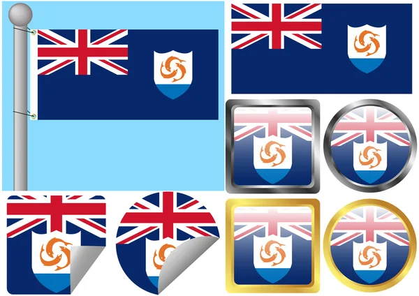 Conjunto de Bandeiras Anguilla — Vetor de Stock
