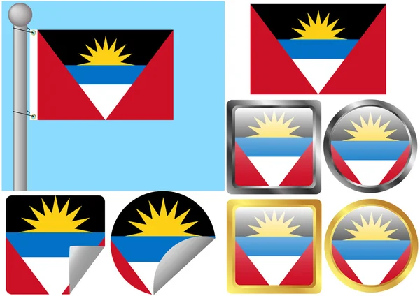 Flaggensatz Antigua und Barbuda — Stockvektor