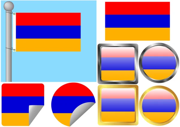 Bandiera Set Armenia — Vettoriale Stock