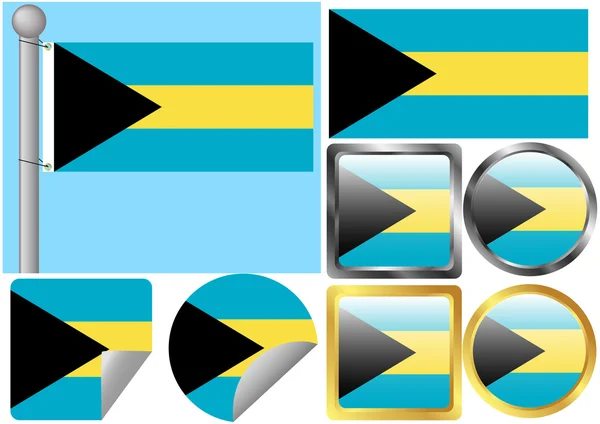 Ustawiona flaga Bahamów — Wektor stockowy