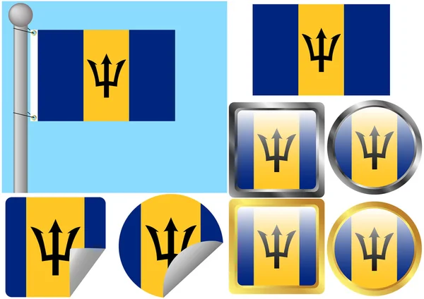Flag Set Barbados — Stock Vector