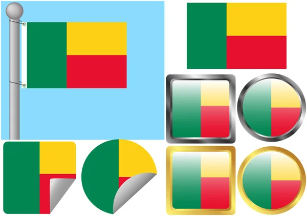 Set Bandera Benin — Vector de stock