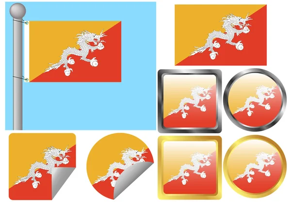 Flag Set Bhutan — Stock Vector