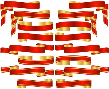 Set of Red Banner Scrolls with Golden Accents clipart