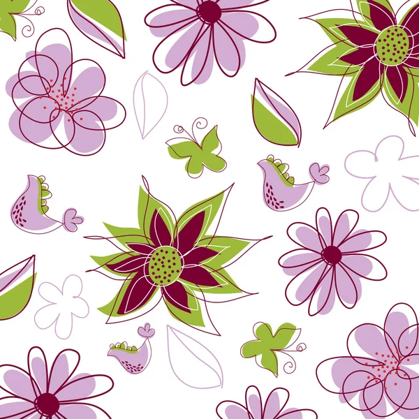 蝴蝶的植物背景 — 图库矢量图片