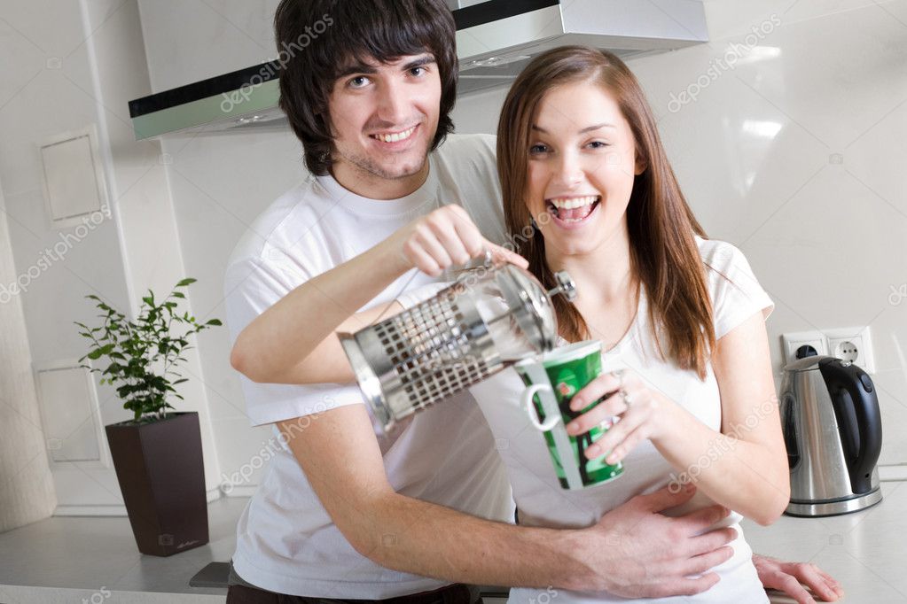 Chica desnuda en la cama y chico fotografía de stock © montanara