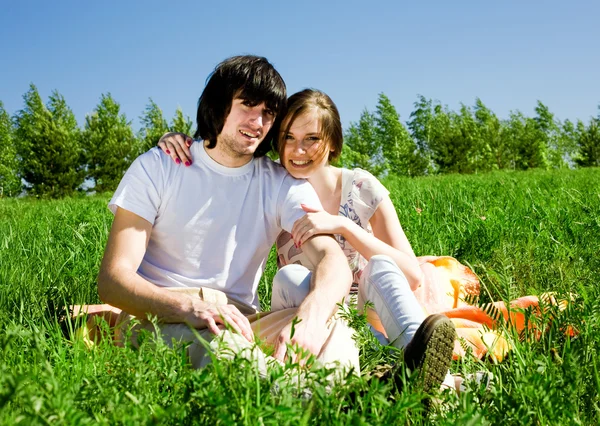 Boy and girl are jumping — Stock Photo, Image