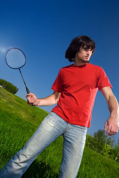 Boy with racket — Stock Photo, Image