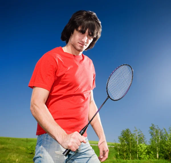Pojke med racket — Stockfoto