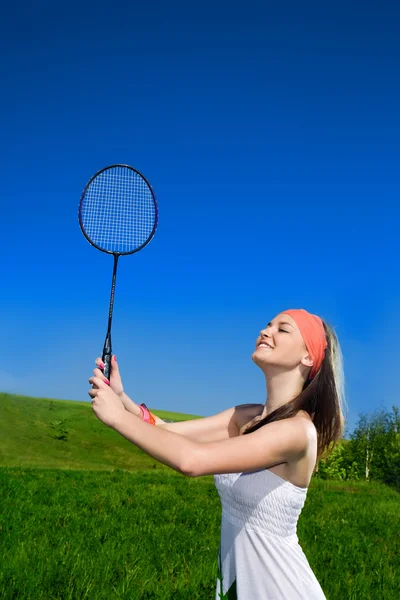Flicka med racket — Stockfoto
