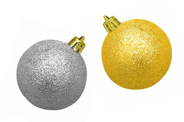 Glittriga julgranskulor - guld och silver — Stockfoto