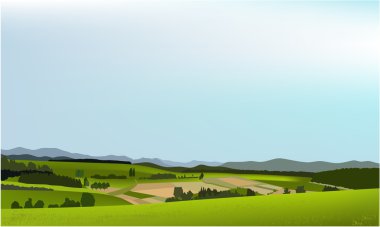 Country landscape with mountains clipart