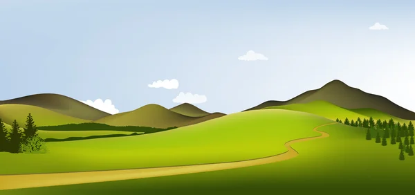 Country landscape with mountains — Stockvector