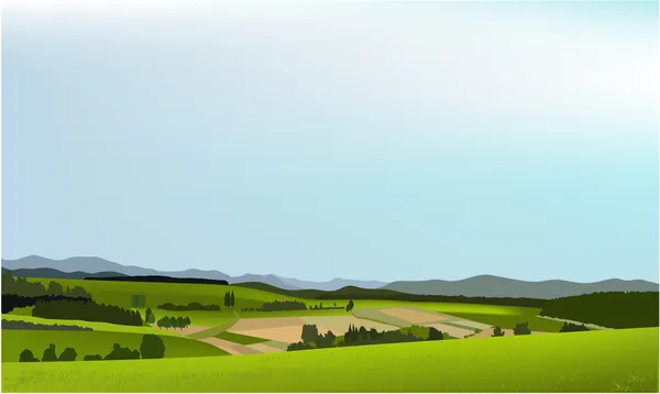 Paysage rural avec montagnes — Image vectorielle