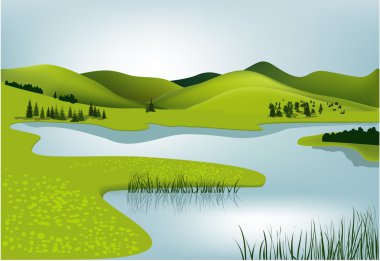 Country landscape with mountains clipart