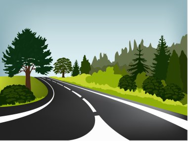 Country landscape with road clipart