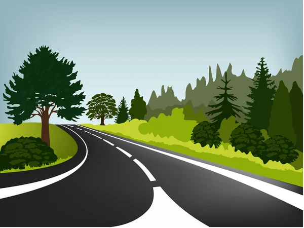 Paysage rural avec route — Image vectorielle
