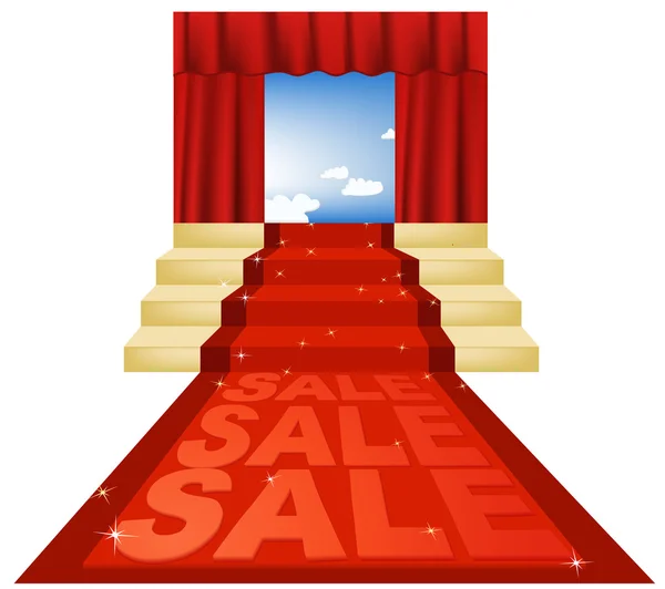 Prodej červený koberec — Stockový vektor