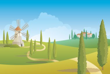 Italian countryside landscape clipart