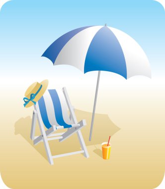 Beach chair and sunshade clipart