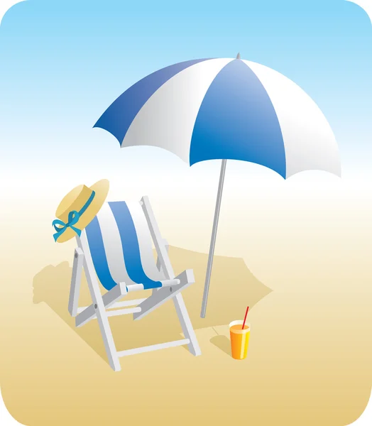 Strand szék és napernyő — Stock Vector