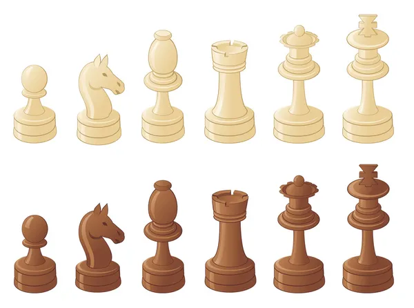 Peças de xadrez isoladas em branco — Vetor de Stock