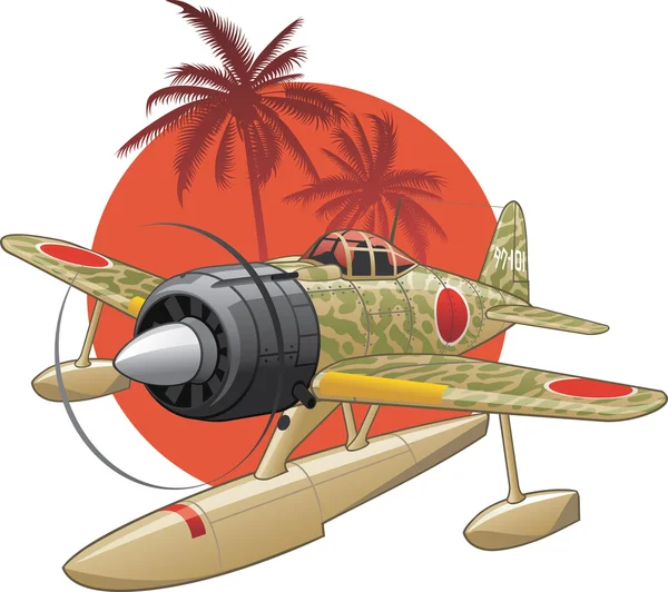 Japanese WW2 seaplane — Stock Vector