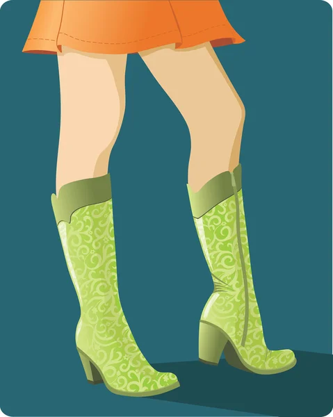 Glamour grüne Stiefel — Stockvektor