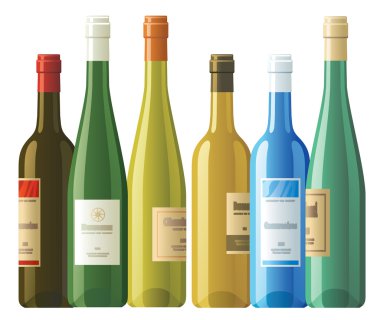 çeşitli şarap şişeleri