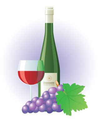 Red wine and grape clipart