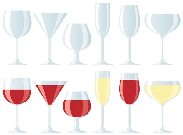 Bicchieri di vino assortiti — Vettoriale Stock