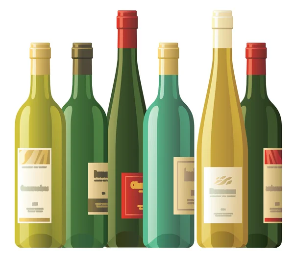 Çeşitli şarap şişeleri — Stok Vektör