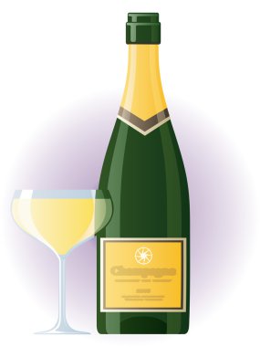 Champagne and wineglass clipart