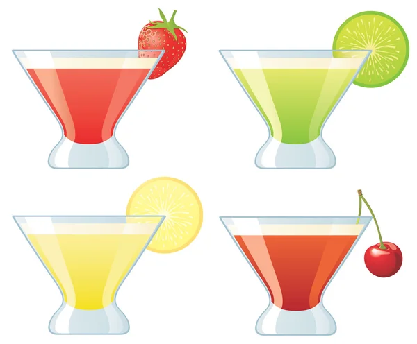Vier verschiedene Cocktails — Stockvektor