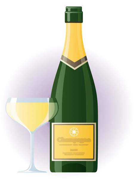 Champagne och vinglas — Stock vektor
